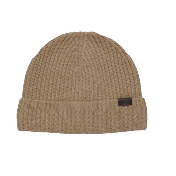 New $135 Hickey Freeman Cashmere Beanie Hat!Navy Tan Greenish BlueHF Patch